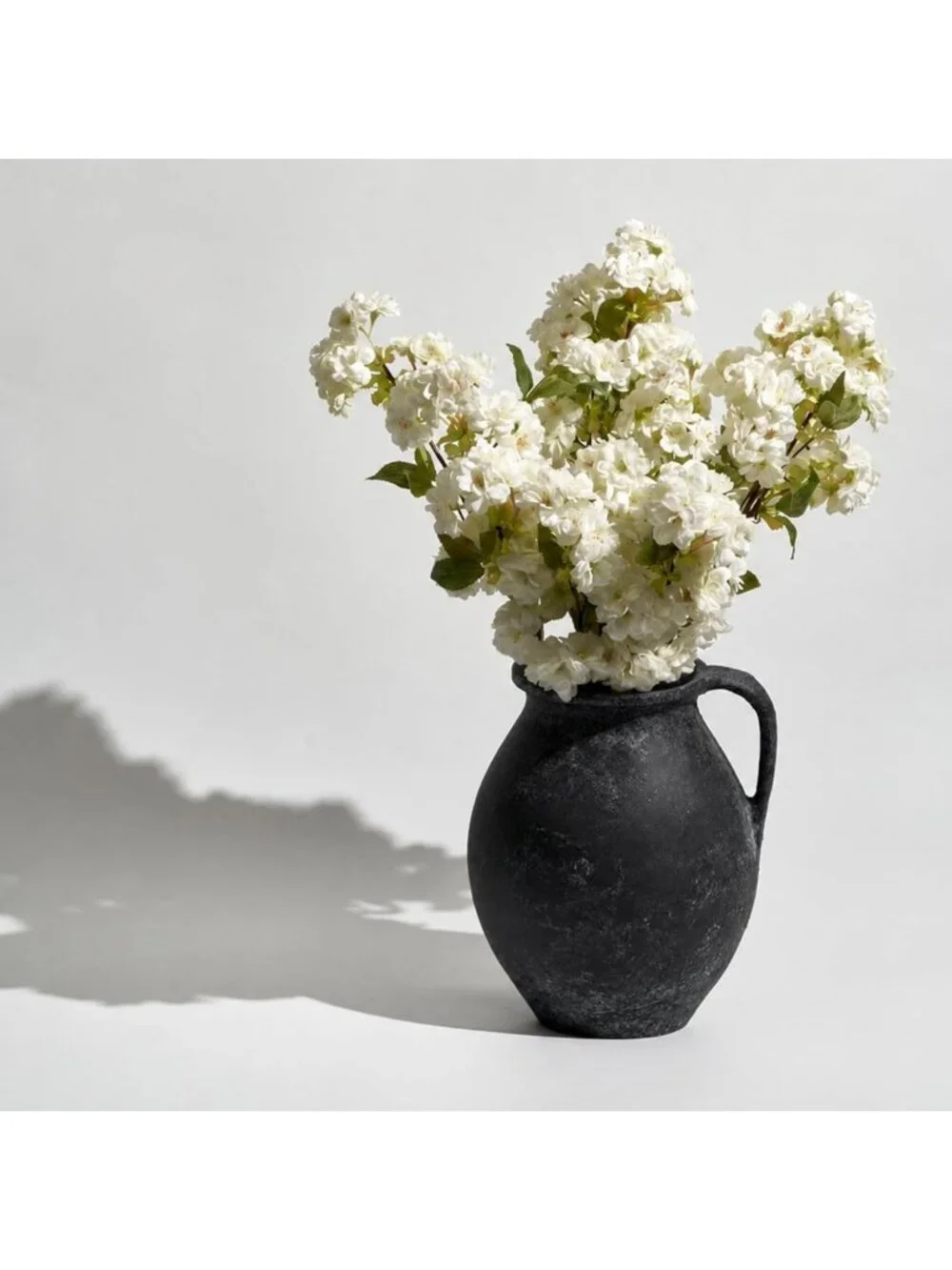Large Black Ceramic Zen Vase 11.2” | Distressed Farmhouse Decor & Pottery